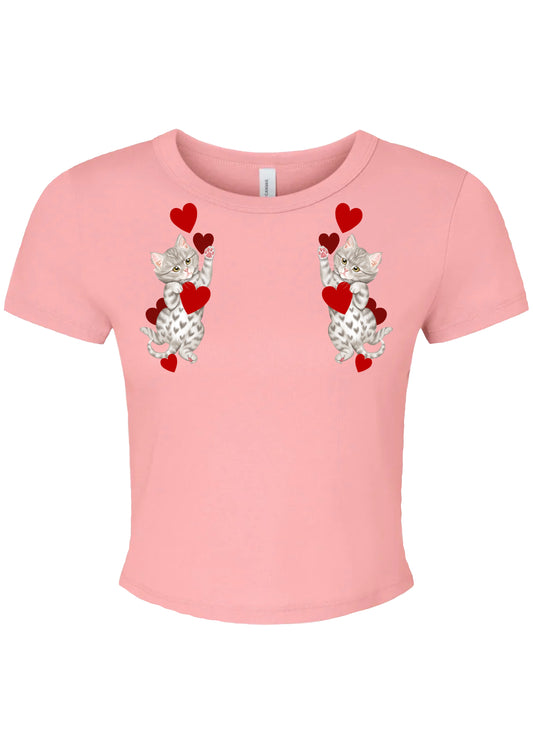 PRE ORDER - Love Kittens Baby Tee - Light Pink